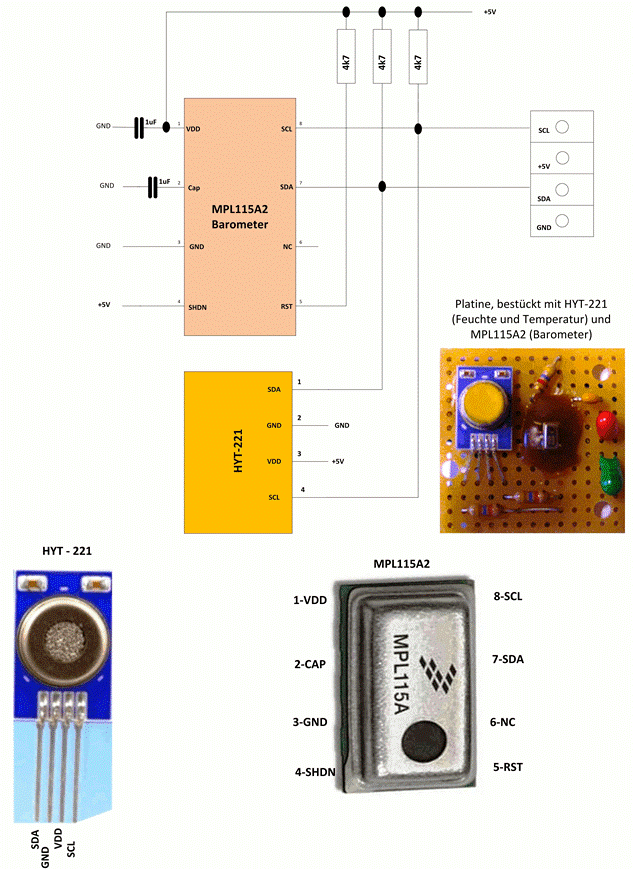 i²C-Bus Barometer und Hygrometer