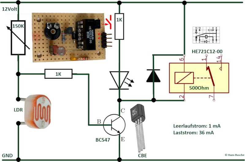 Nachtlicht LDR Transistor Schaltplan