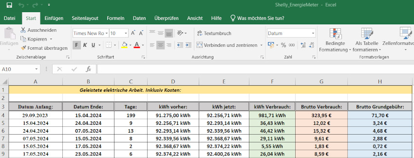 Shelly Modbus Applikation PyQt6 Excel Verbrauch