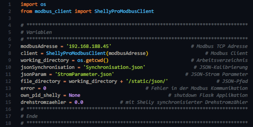 Shelly Python Flask Variablen