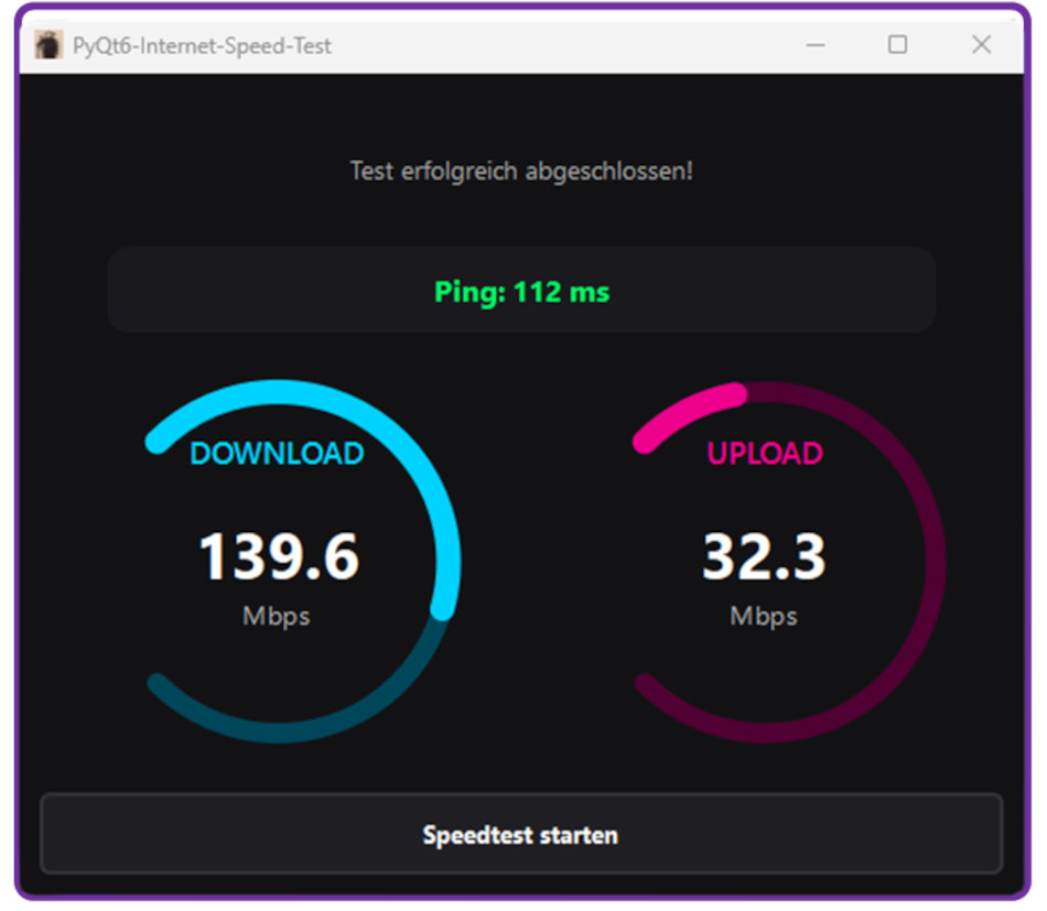 PyQt6 Internet Speed